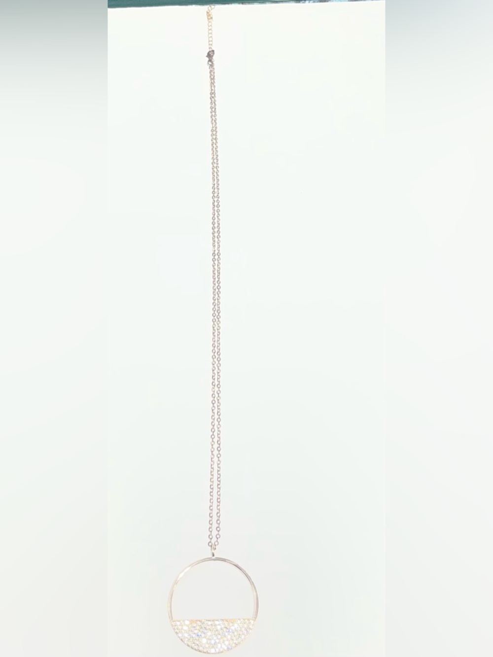 Delicate Rose Gold Circle Pendant Necklace with Crystal Accent - Women Jewelry